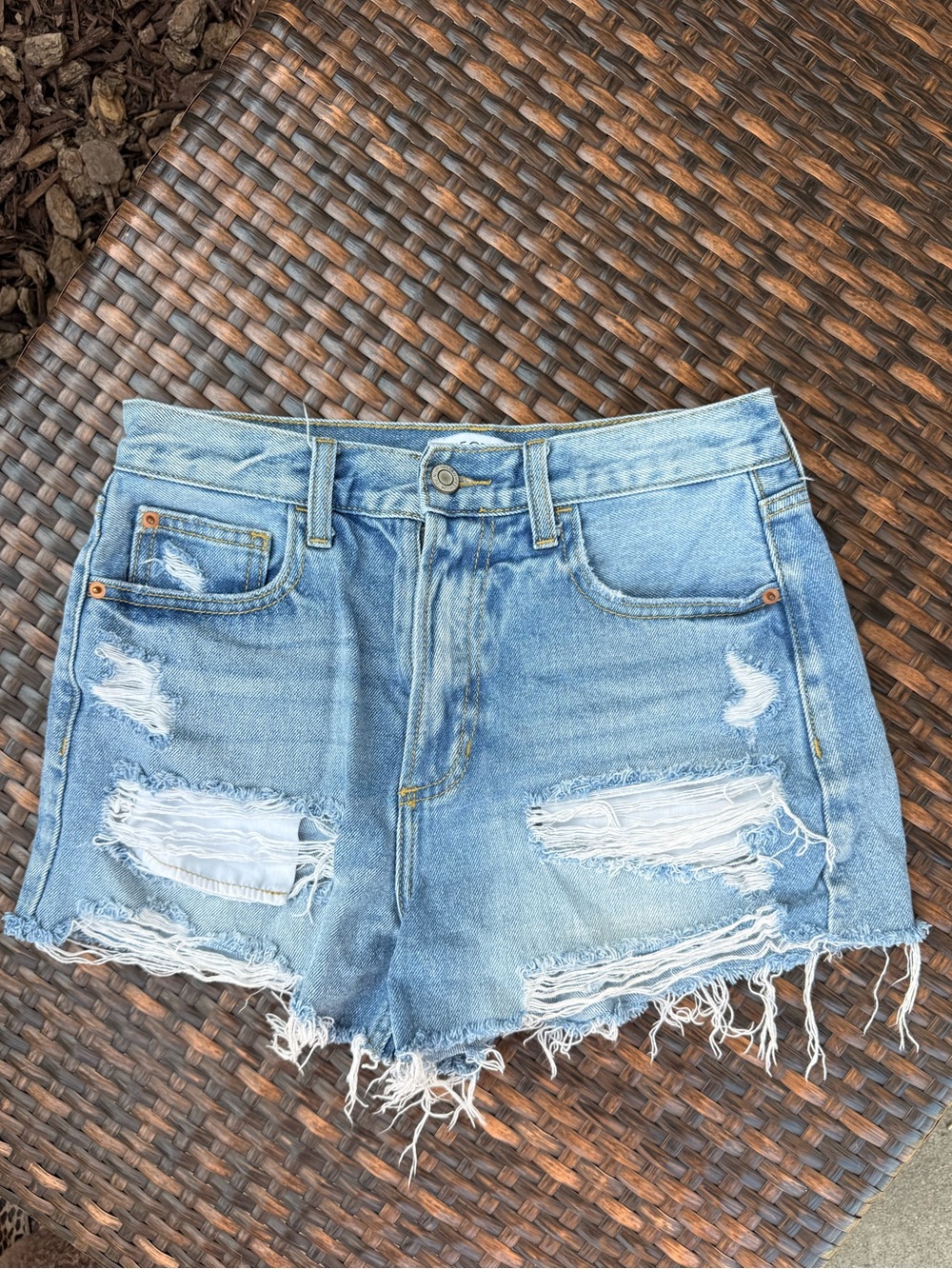 Light Wash Distressed Denim Cutoff Shorts - Casual Summer Staple